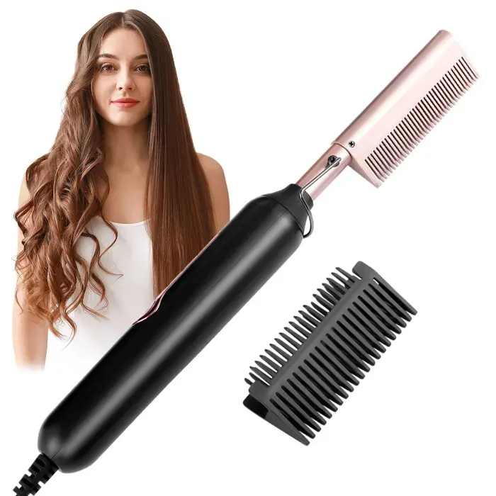 TTLIFE Peigne Chauffant Brosse à Lisser éLectrique Chauffante 35 W 3 TempéRatures Lisseur 2 en 1 Peigne à Lisser