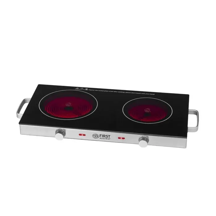 TZS First Austria Plaque de cuisson double en céramique - 2800W - Table de cuisson portable infrarouge Noir