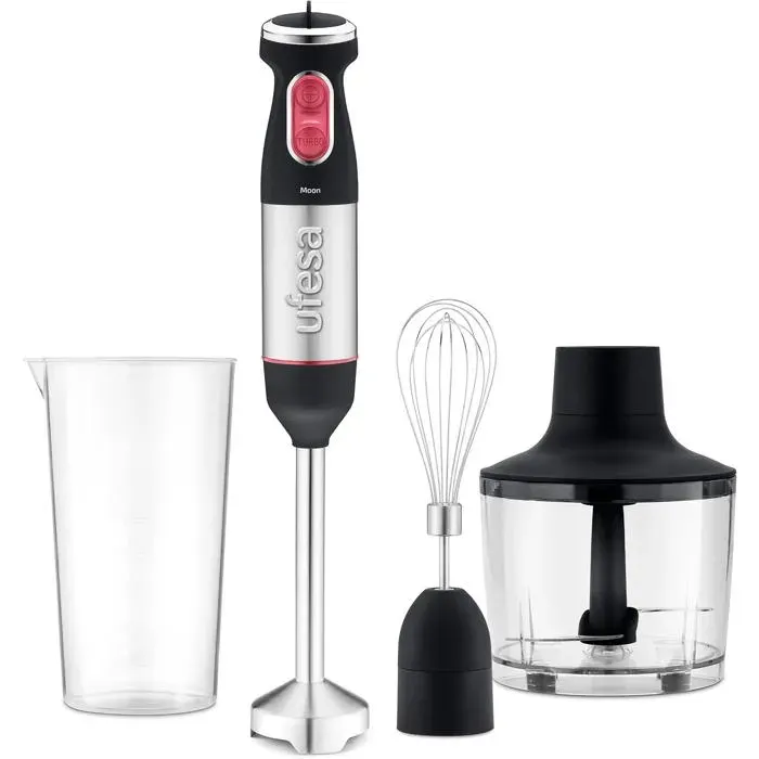 Ufesa Moon Max Mixeur à Main1000WFonction Turbo4 LamesConception Ergonomique et Anti-éclaboussuresAccessoires InclusSans BPA.