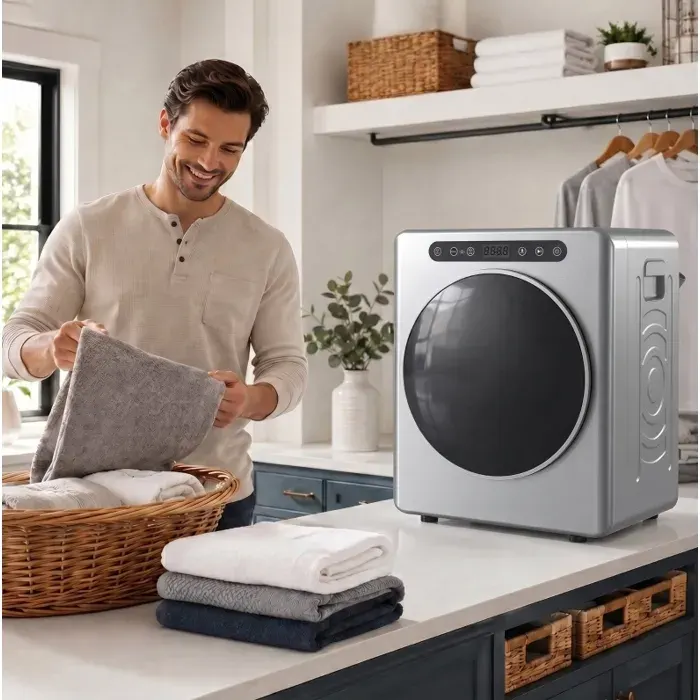 ULEVR Sèche-linge à évacuation 5 kg 1000 W chargement frontal pose libre acier inoxydable gris minuterie