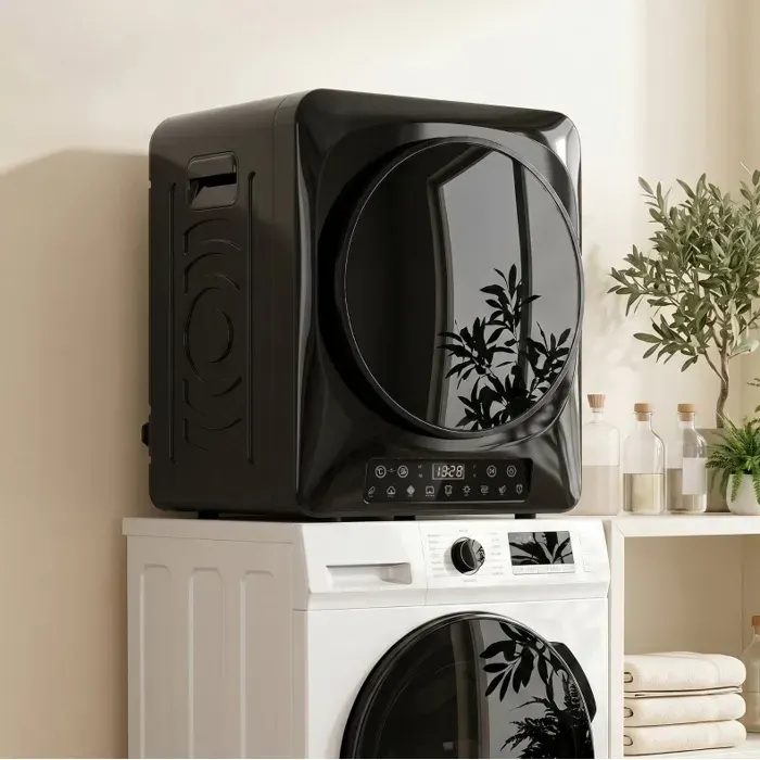 ULEVR sèche-linge compact à évacuation 1000 W 5 kg noir écran tactile LED capteur d’humidité mode ECO