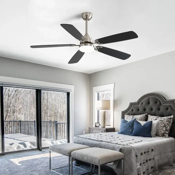 ULEVR ventilateur de plafond 132 cm avec LED 18 W 3 couleurs intensité variable mémoire nickel brossé