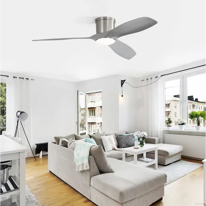 ULEVR ventilateur de plafond 132 cm avec LED moteur DC 18 W télécommande 6 vitesses nickel