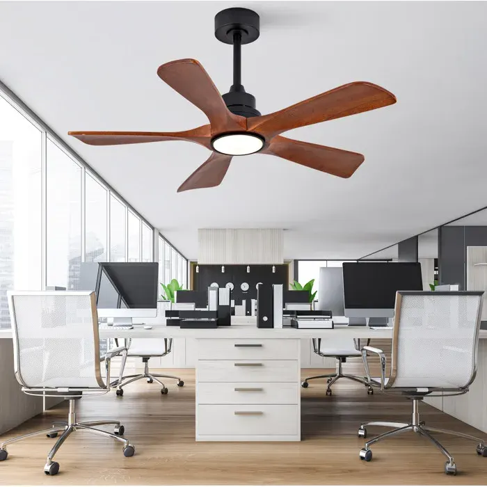 ULEVR ventilateur de plafond 42 pouces avec LED 5 pales en bois noyer et noir télécommande 6 vitesses