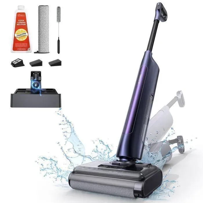 Ultenic AC1 Triflex Aspirateur Balai Laveur Sans Fil Design Plat à 180° Nettoyage Humide et Sec 25 kPa 65 Min