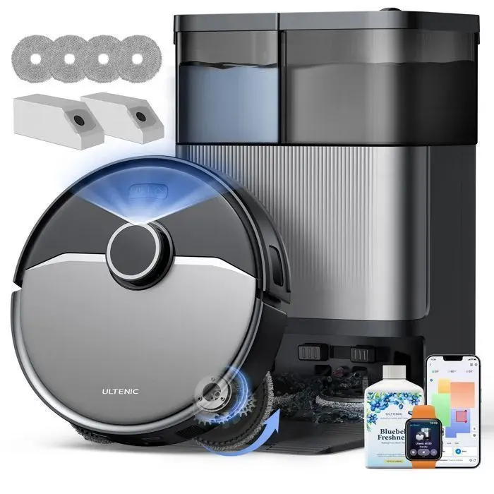 Ultenic MX50 Aspirateur Robot Laveur – Station Auto Lavage à 65°C 25 000 Pa Navigation LiDAR
