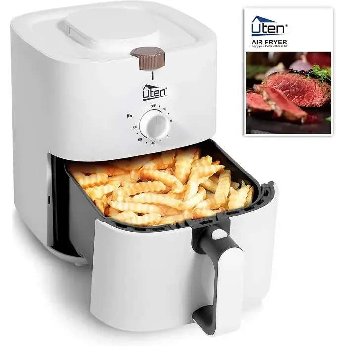 UTEN 4L Friteuse à AirFriteuse À Air Multifonction1500W Air Fryer avec MinuteurPaniers AntiadhésifsConvient 1 à 5 Personnes