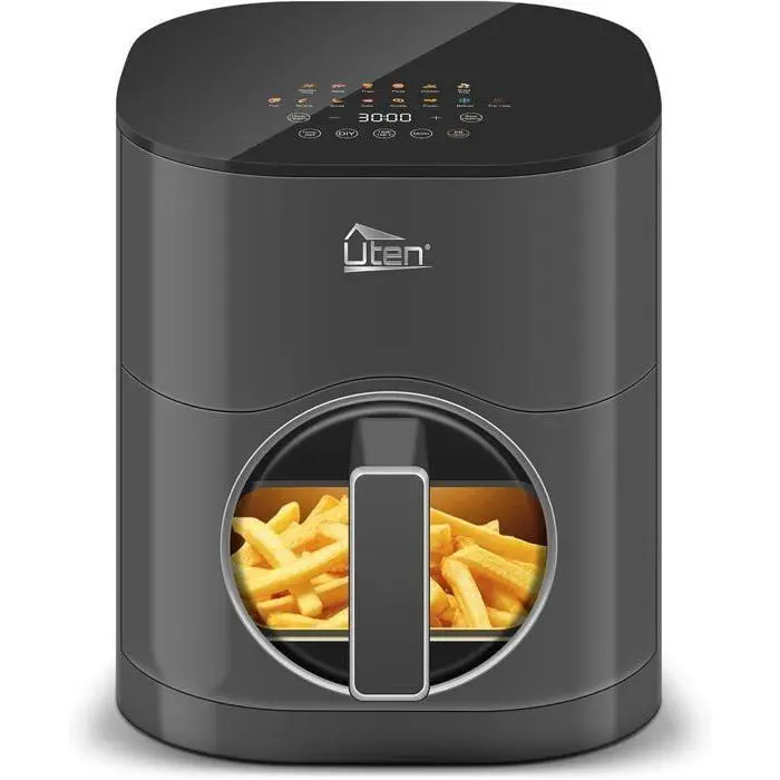 UTEN Air Fryer Sans Huile 5.5L 2000WFriteuse à Air avec Écran Tactile LED14 Programmes et Fenêtre VisibleCuisson Rapide et Saine