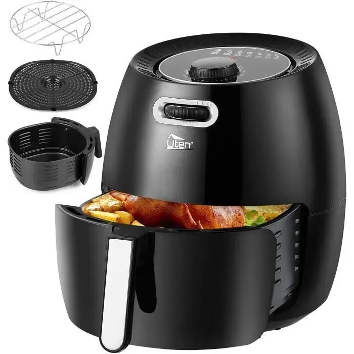 UTEN Friteuse Sans Huile 65L 1800W Air Fryer à Écran Tactile LED 7 Programmes Température et Minuterie Réglables