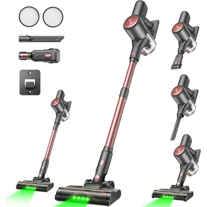 V10 Pro Aspirateur Balai Sans Fil 450W/45Kpa/50 Mins Aspirateur Sans Fil Puissant Brosse Anti-EmmêlementTélescopique Léger Aspir