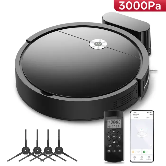 Vactidy Cleanova W6- 3000 Pa Aspirateur Robot - 140min dAutonomie - Connecté Alexa/APP/IFTTT - Ultra Mince Silencieux