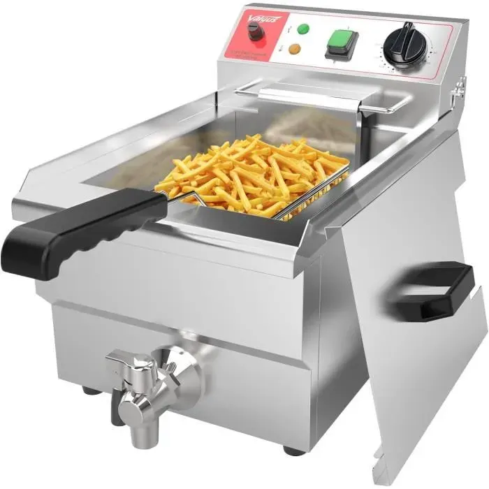 Valgus Friteuse électrique commerciale en acier inoxydable 3000W 10L avec panier et couvercle