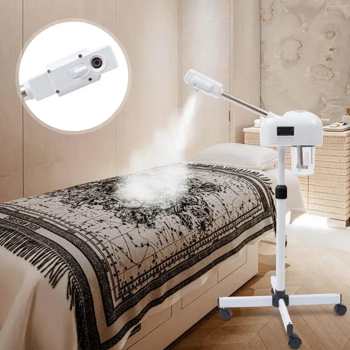 Vapeur facial professionnel humidificateur avec bras rotatif panneau de commande LCD atomisation de lozone mode spray chaud