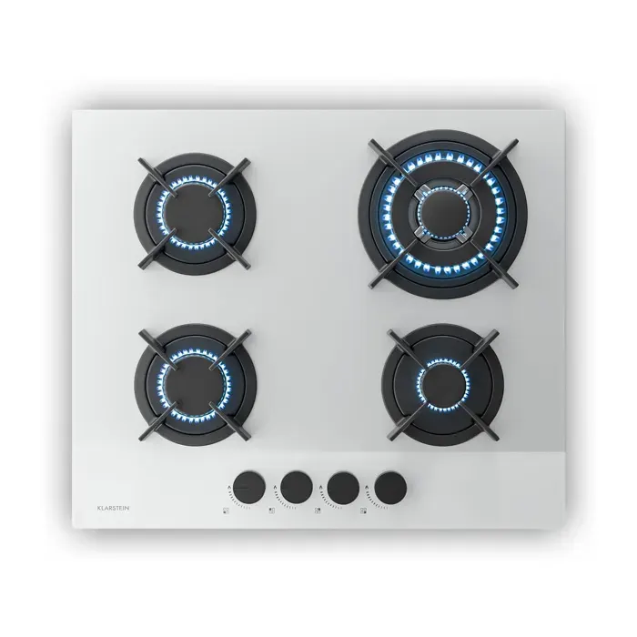 Velaire 60cm Plaque de Cuisson à Gaz 4 Feux Blanc