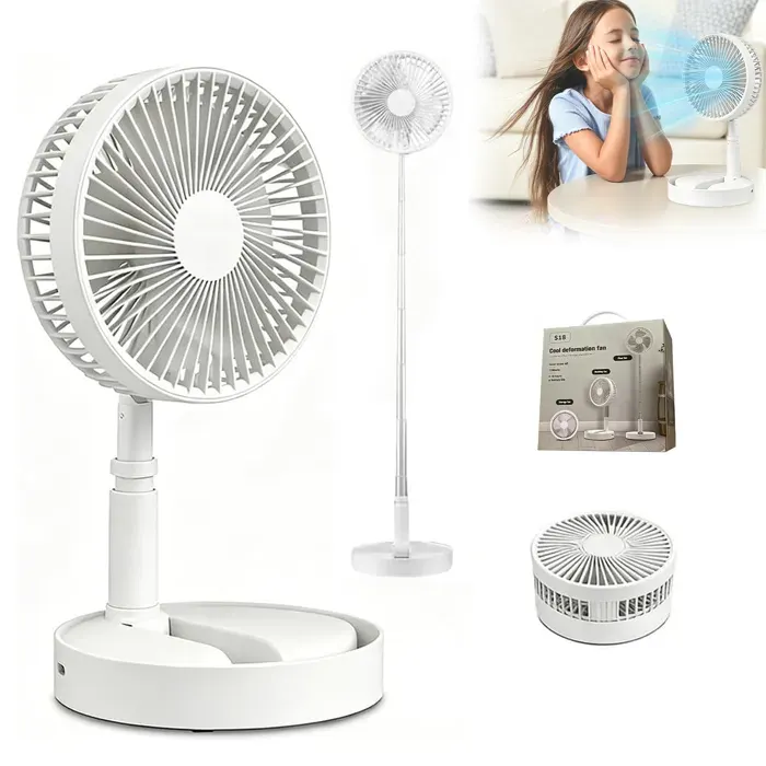 Ventilateur 2-en-1 – Bureau sol – Batterie 7200mAh 14h dautonomie – 4 vitesses 180° inclinaison - silencieux – USB rechargeable