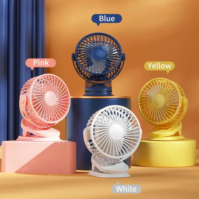 Ventilateur 3-en-1 MLBQ – Rotation 360° 3 vitesses USB 4000 mAh – Silencieux – pour bureau poussette lit bébé