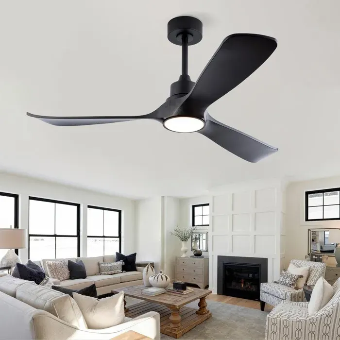 Ventilateur 52 noir lumière télécommande DC réversible 3 CCT int/ext
