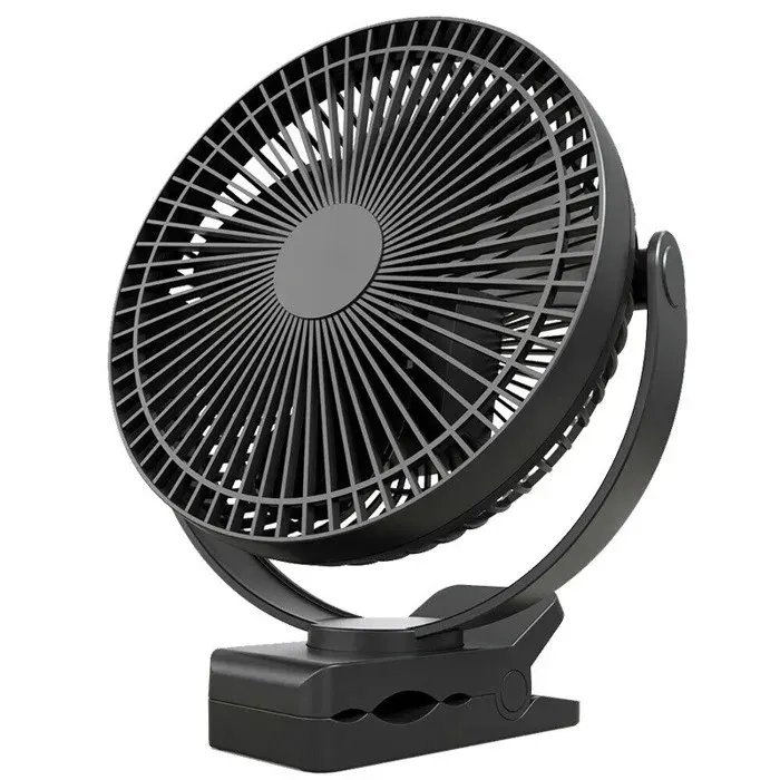 Ventilateur à Clip à Piles 10000 mAh 20CM Ventilateur USB portable 4 Vitesses débit dair puissant Pince Robuste(Noir)