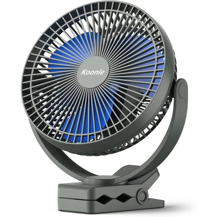 Ventilateur à Clip à Piles 10000mAh 20CMVentilateur USB portable4 Vitessesdébit dair puissantPince Robuste(Bleu)