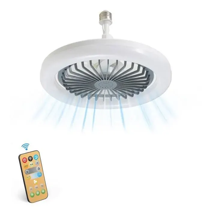 Ventilateur à Douille de Lumière Multidirectionnelle avec Télécommande 10 Pouces Ventilateur Plafond à Visser dans Douille Lumière