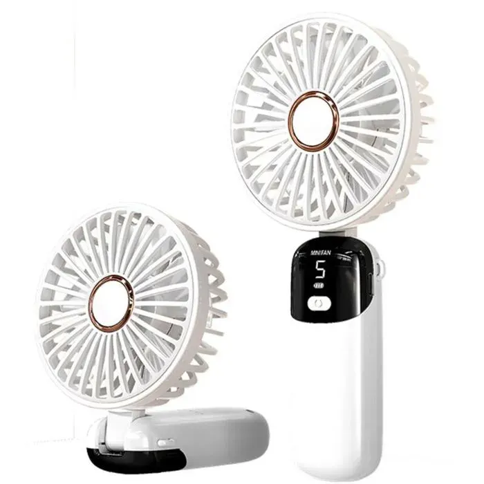 Ventilateur à Main – Mini Portable USB 5 Vitesses & Base – Rafraîchissant pour Maison Bureau & Voyage
