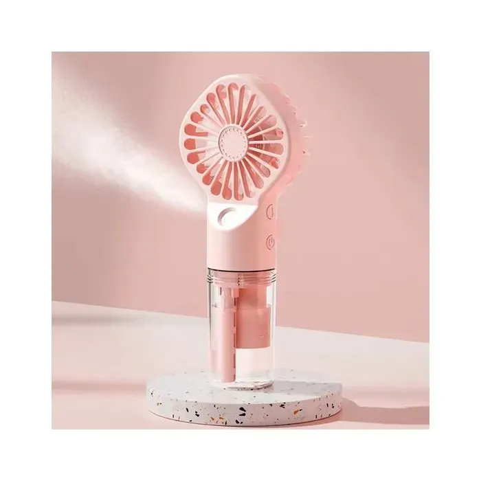 Ventilateur à main rechargeable avec pulvérisation deau -Pour un refroidissement ultime parfaite - Couleur : Rose