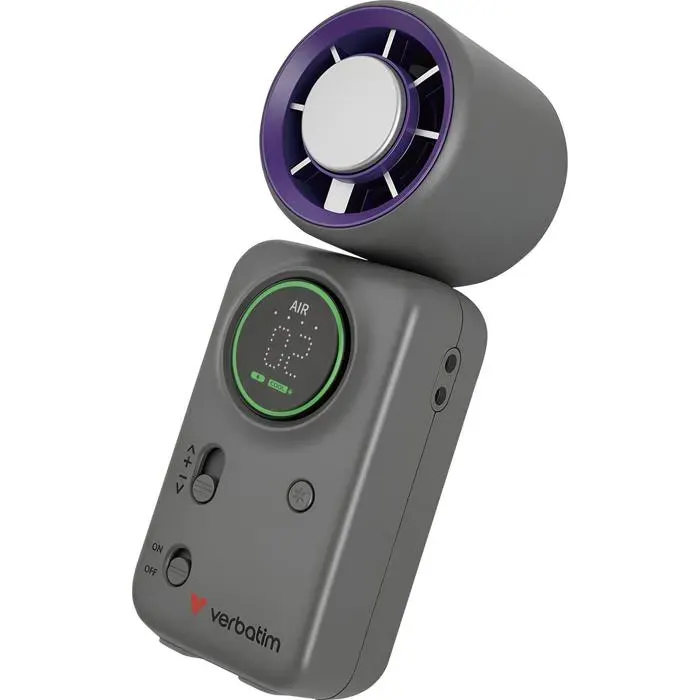 Ventilateur à main sur batterie - Verbatim - CoolnGo Ice Touch Mini - Violet/Gris - Alimentation sur batterie - 290 g