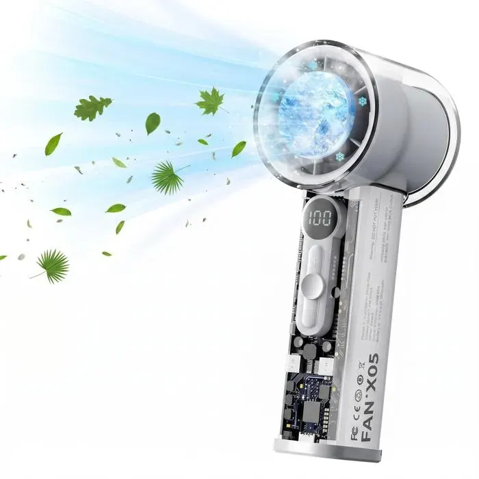 Ventilateur a Main Turbo Portable avec Plaque de Refroidissement Mini Ventilateur de Voyage Puissant 14000TR/M USB Rechargeable-A