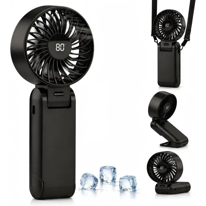 Ventilateur à Main USBMini Ventilateur RechargeablePetit Ventilateur PortableVentilateur à Main Pliable 5 Niveaux(noir)