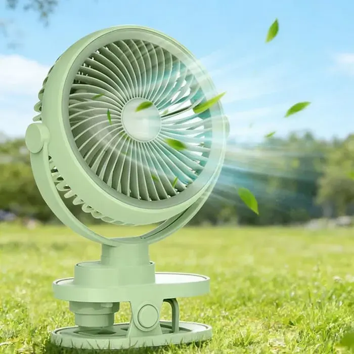 Ventilateur À Pince Avec Veilleuse Mini Ventilateur Bureau Batterie 1200Mah Rechargeable 5 Vitesses Rotation 360°Venti[VV520]