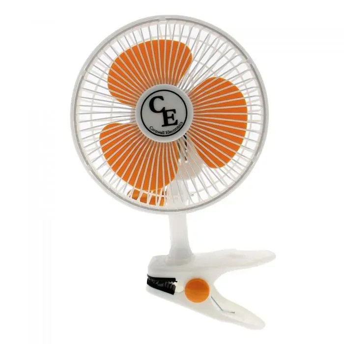Ventilateur à pince - CORNWALL ELECTRONICS - 15W - 2 vitesses - 15 cm - Blanc/Orange