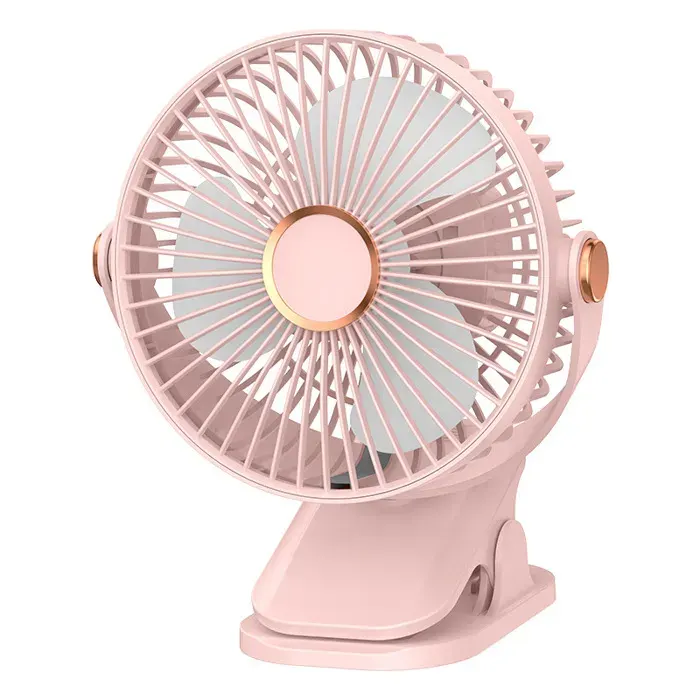 Ventilateur à pince rose rechargeable USB avec veilleuse intégrée silencieux fixation lit table bureau pour dortoir étudiant