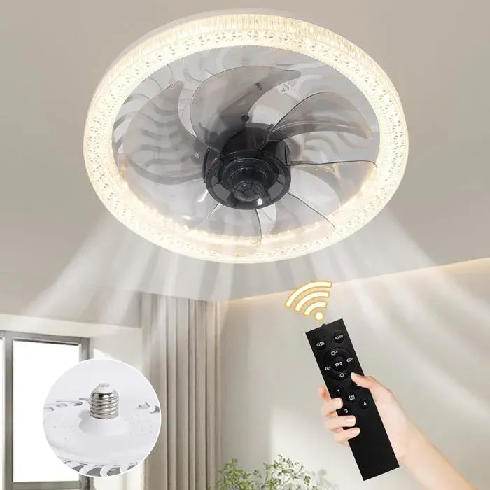 Ventilateur à télécommande LED cristal ventilateur de plafond 4 vitesses ventilateur plafonnier avec lumière