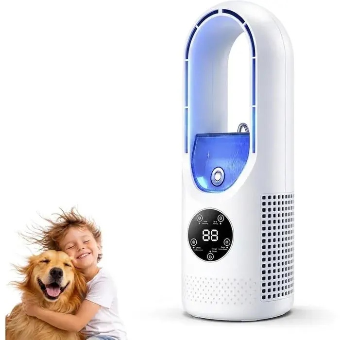 Ventilateur Amélioré Silencieux - 30cm Portable Performant - 6 vitesses humidificateur minuterie - Maison bureau