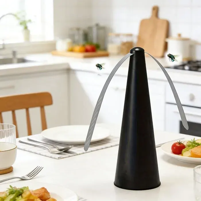Ventilateur anti‑mouches de table à piles AA éloigne les insectes des aliments idéal pour pique‑nique cuisine et restaurant