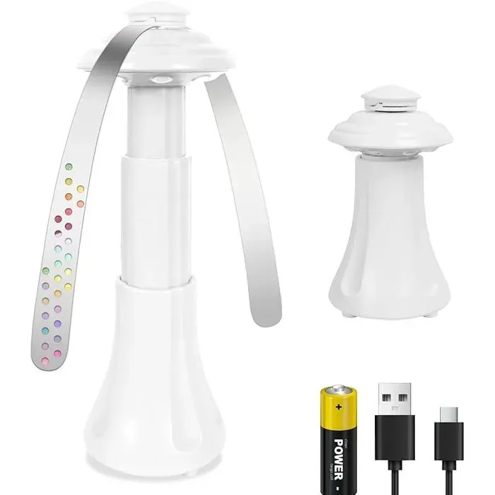 Ventilateur Anti-mouches pour Tables avec Lumières LED Intégrées - Ventilateur Portable - Solution Compacte et 2 Blanc