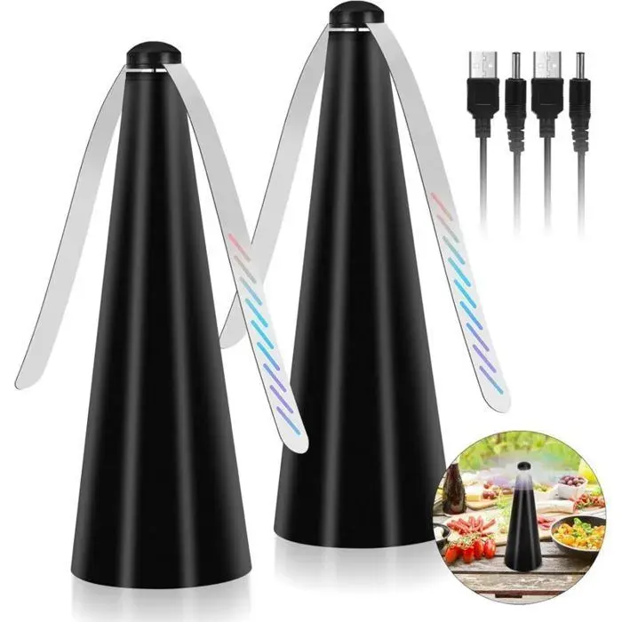 Ventilateur anti-moustiques - - 2 pièces - Répulsif à pales - Sans odeur - Alimentation USB ou 2 piles AA Noir ODIPIE
