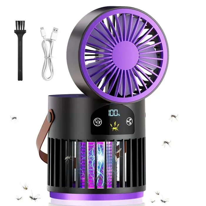 Ventilateur Anti-Moustiques Avec Lumière Lampe Antimoustiques Et Mouches Uv 360° Ventilateur Mouchetable Lampe Insecticide Susp