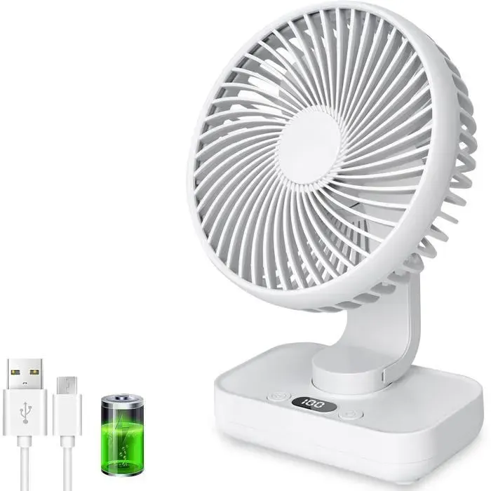 Ventilateur Automatique Oscillant Ventilateur Bureau Silencieux Portable Puissant 4 Vitesses Affichage LED Ventilateu VENTILATEUR