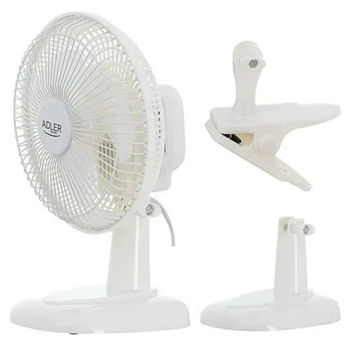 Ventilateur - Blanc - 15 cm - 2 vitesses - Clip et base - Débit dair 7 m3/min
