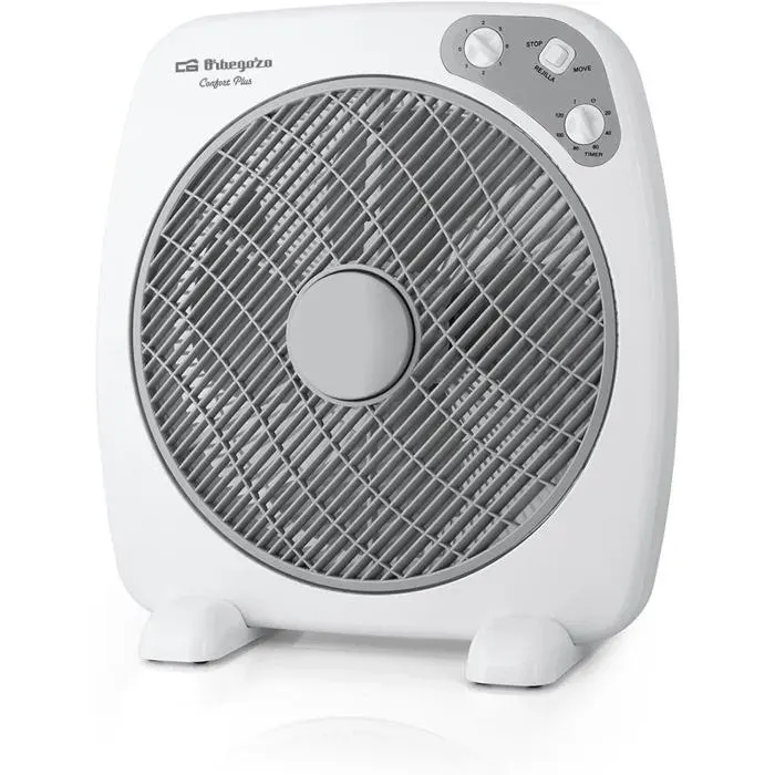 Ventilateur Box Fan3 vitessesdiffuseur rotatifminuteriepales de 40 cm60 Wnoir