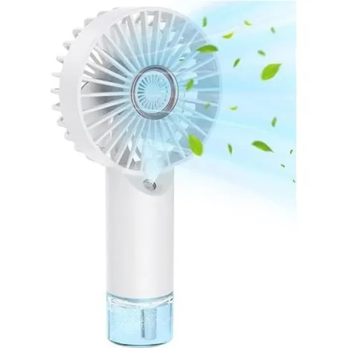 Ventilateur brumisateur personnel portable rechargeable 3 vitesses idéal pour les voyages la plage et le bureau blanc