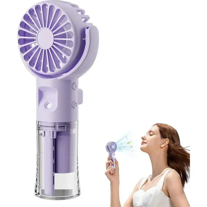 Ventilateur brumisateur portable - 4 vitesses réglables Rechargeable USB - Camping et voyages - Violet