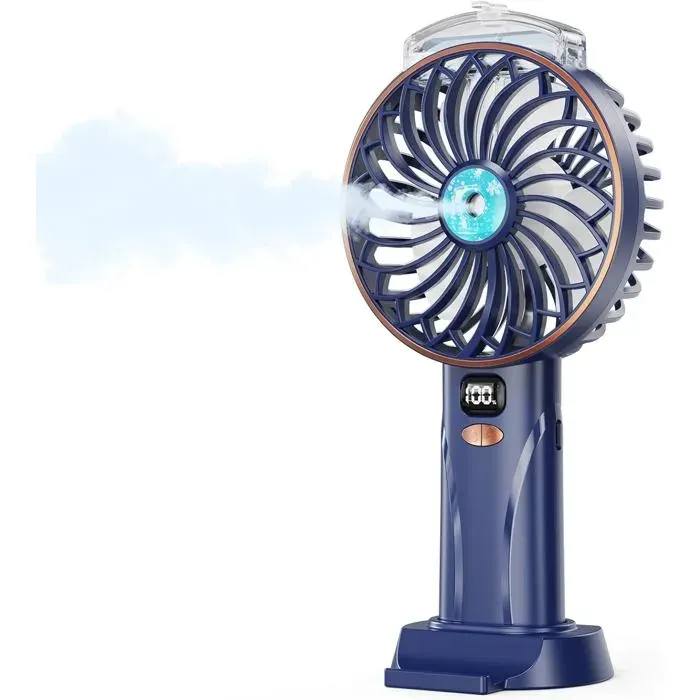 Ventilateur Brumisateur Portable - 4000mAh Mini Ventilateurs à main Rechargeable USB5 VitessesPetit Ventilateur Bureau avec