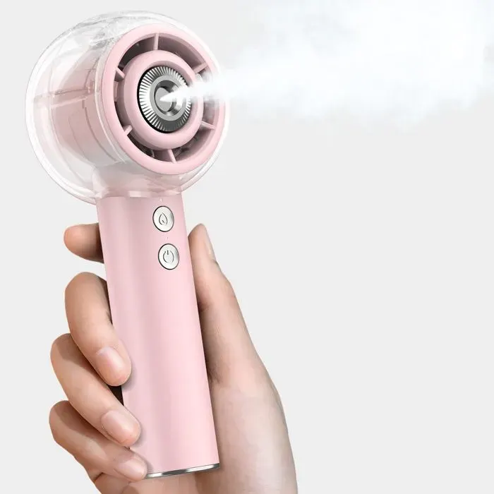 Ventilateur Brumisateur Portable à Main Mini Ventilateur USB Puissant Moteur Turbo Batterie Rechargeable 6000mAh4 Vitesses Rose