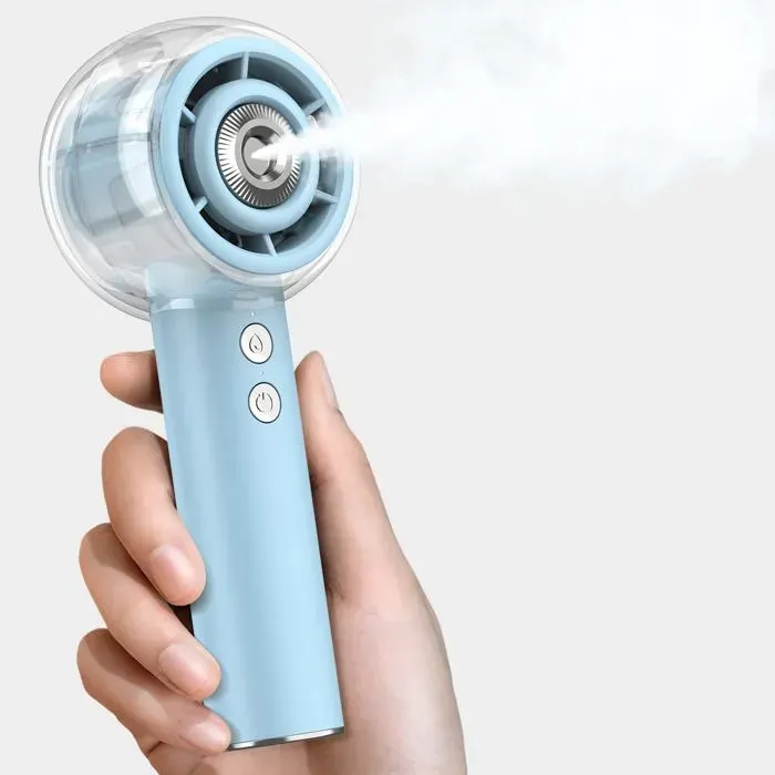 Ventilateur Brumisateur Portable à Main Mini Ventilateur USB Puissant Moteur Turbo Batterie Rechargeable 6000mAh 4 Vitesses p