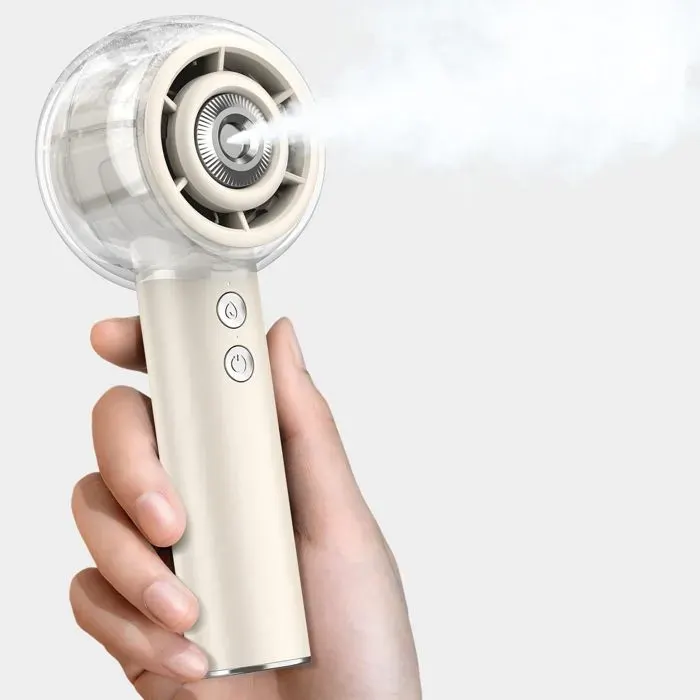 Ventilateur Brumisateur Portable à Main Mini Ventilateur USB Puissant Moteur TurboBatterie Rechargeable 6000mAh4 Vitesses Beige