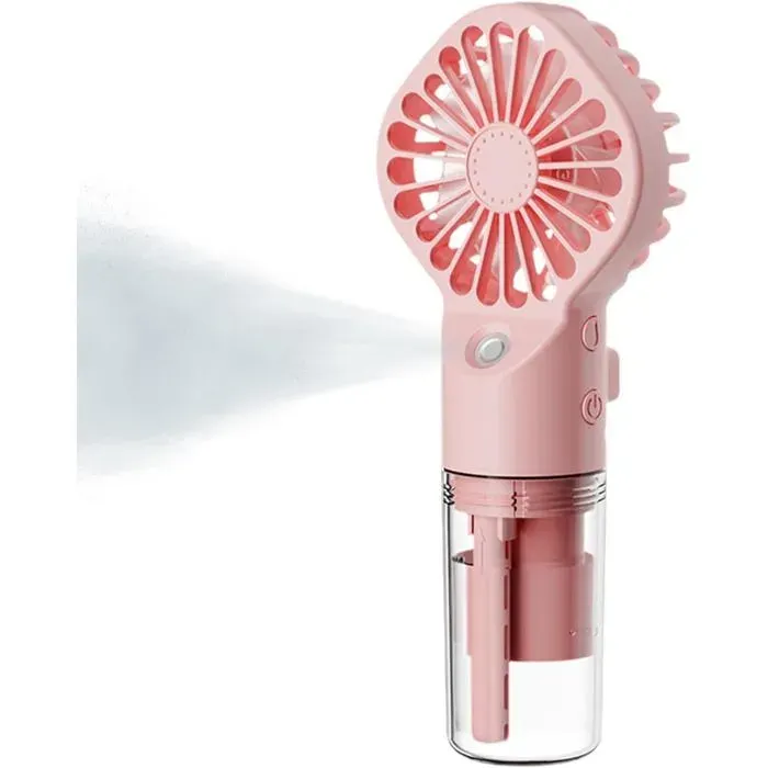 Ventilateur brumisateur portable à piles mini ventilateur avec 4 vitesses pour camping voyage et rafraîchissement