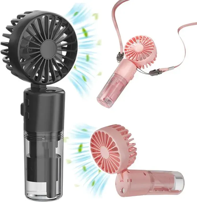 Ventilateur brumisateur portable - AVEKI - 4 vitesses - Rechargeable - Pliable