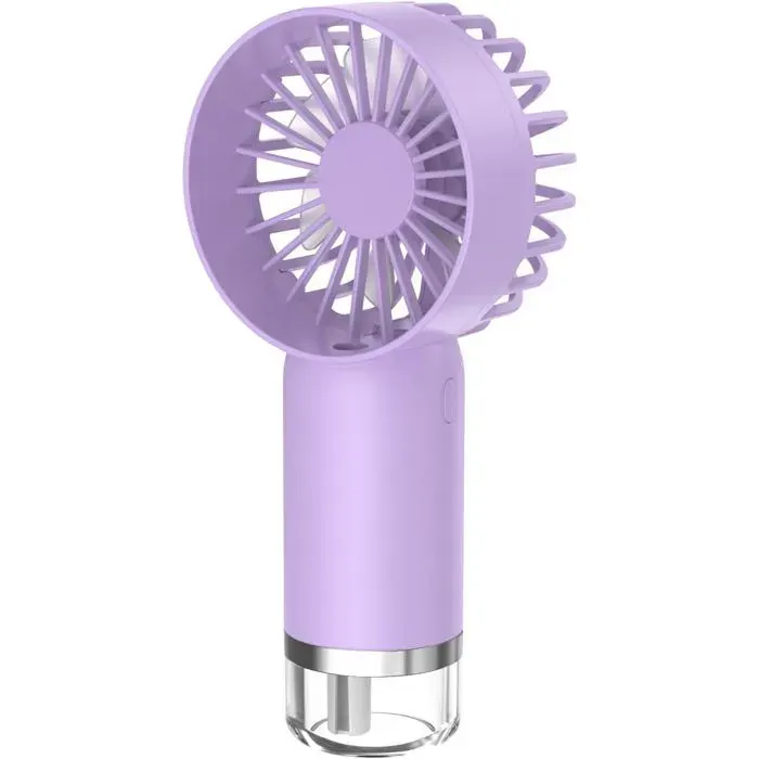 Ventilateur Brumisateur Portable – Mini Rechargeable USB 3 Vitesses – Appareil Fraîcheur pour Bureau & Plage – Violet Clair